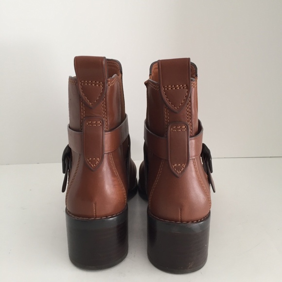 Coach Women's Buckle Chelsea Ankle Boots FG1002 Leather Dark Saddle Brown 7.5B - Picture 8 of 16